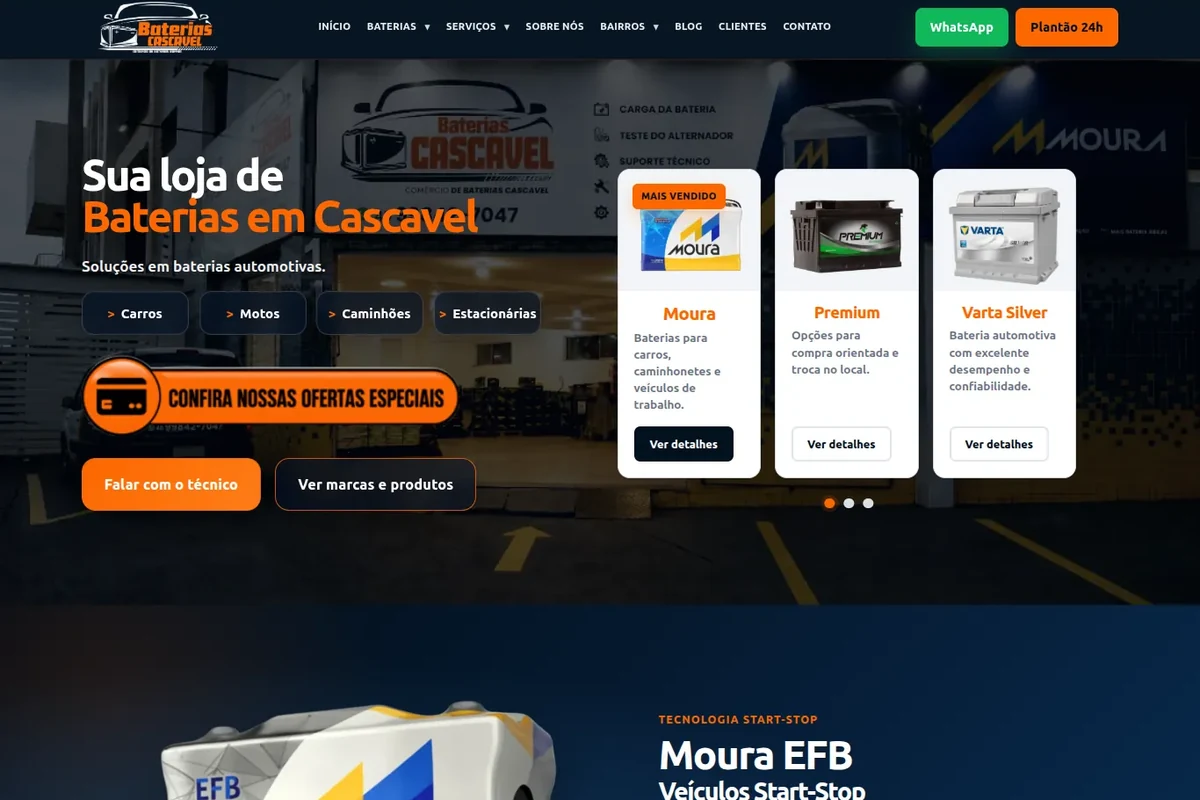 Miniatura do site Baterias em Cascavel, projeto desenvolvido pela RSulWeb