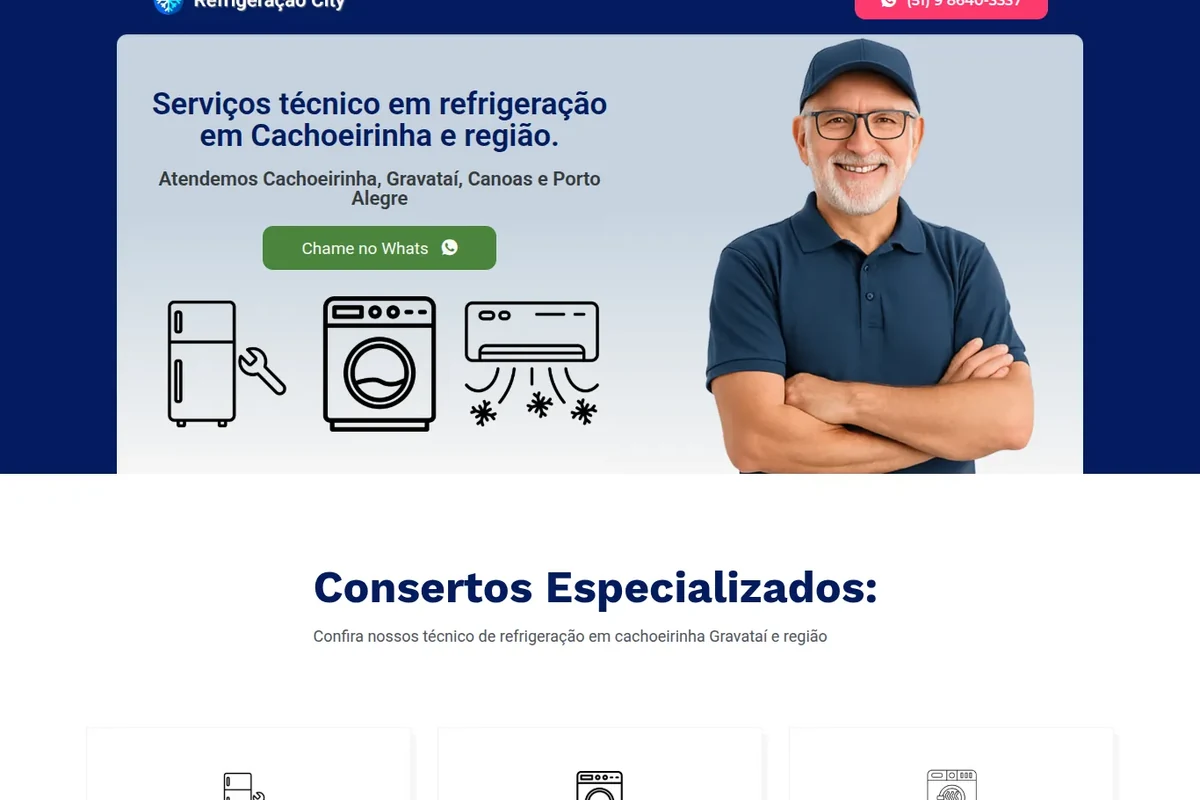 Miniatura do site Refrigeração City, projeto desenvolvido pela RSulWeb